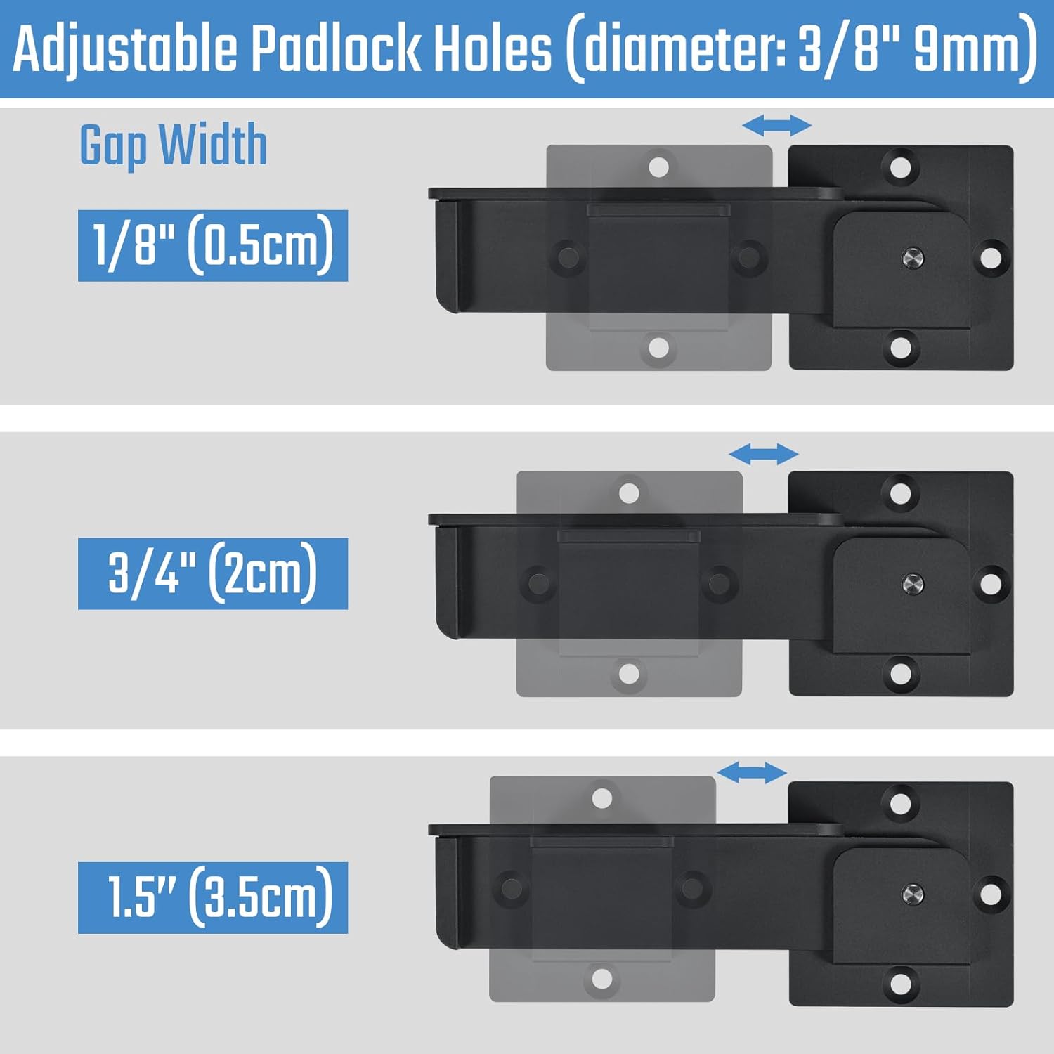 Pack of 3 Steinwhale 7.5" Flip Gate Latch Locks with Padlock Holes - Heavy Duty Aluminum Alloy Door Latches for Outdoor Wooden Fences, Swinging and Sliding Gates, Double Gates, Barns, Sheds, Vinyl Fences