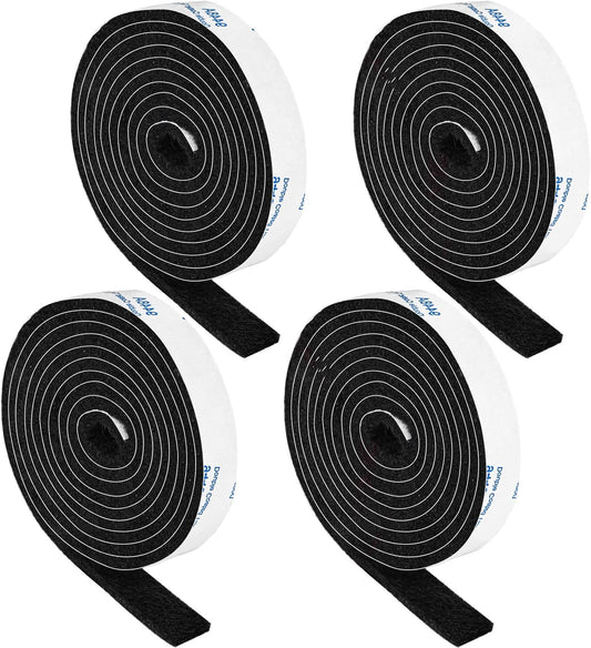 Pack of 4 Adhesive Backed Black Felt Strips - 1/2x60 Inches - Furniture Protection Tape