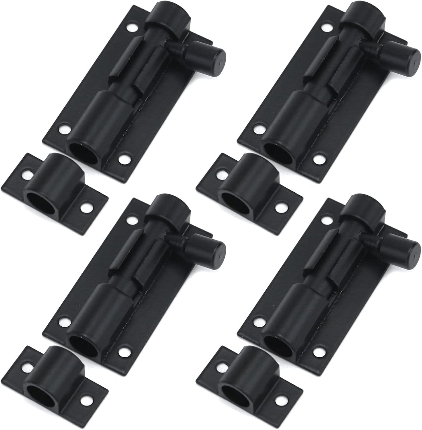 Pack of 4 Black Aluminum Alloy Barrel Bolt Locks - 2 Inch Door Latch Security Sliding Locks with Screws by MIRONEY