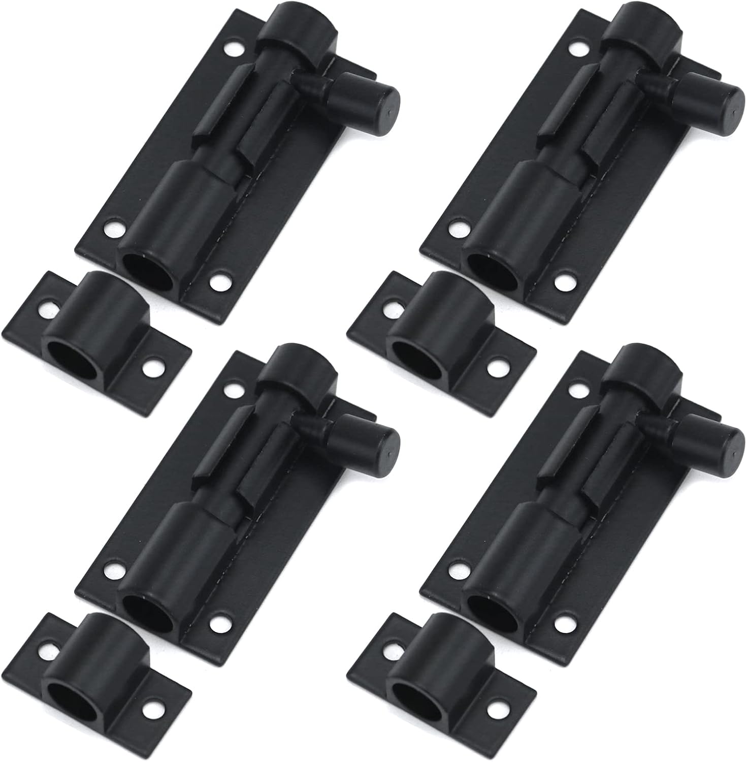 Pack of 4 Black Aluminum Alloy Barrel Bolt Locks - 2 Inch Door Latch Security Sliding Locks with Screws by MIRONEY