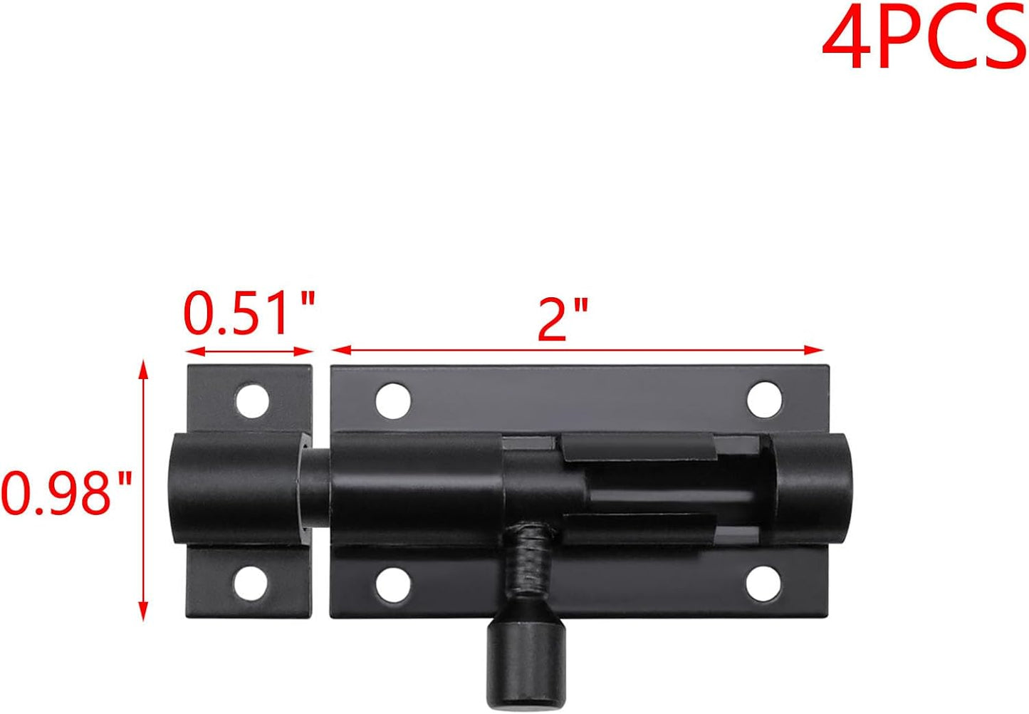Pack of 4 Black Aluminum Alloy Barrel Bolt Locks - 2 Inch Door Latch Security Sliding Locks with Screws by MIRONEY