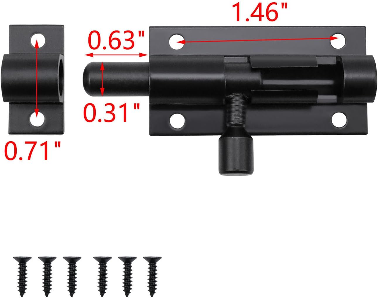 Pack of 4 Black Aluminum Alloy Barrel Bolt Locks - 2 Inch Door Latch Security Sliding Locks with Screws by MIRONEY