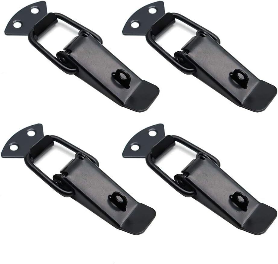 Pack of 4 Rannb Large Stainless Steel Toggle Latch Hasp Latch with Spring Loaded Mechanism and Padlock Hole