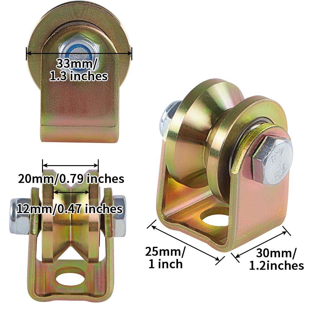 Pack of 4 Skelang V Groove Casters 1.25 inches for Sliding Gates, Rolling Gates, Industrial Machines - 300lbs Capacity