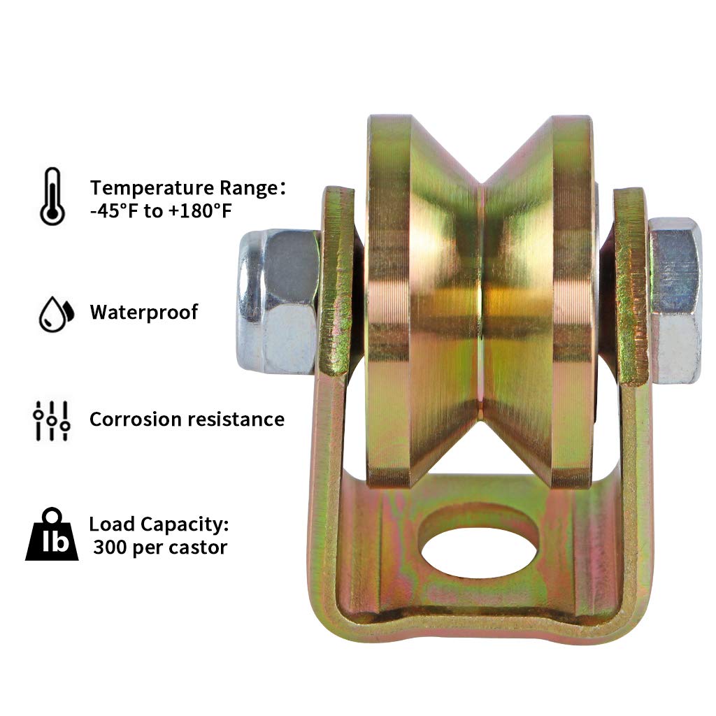 Pack of 4 Skelang V Groove Casters 1.25 inches for Sliding Gates, Rolling Gates, Industrial Machines - 300lbs Capacity