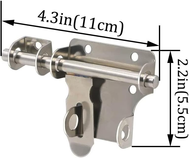 Pack of 4 Stainless Steel Heavy Duty Sliding Bolt Gate Latch with Padlock Hole