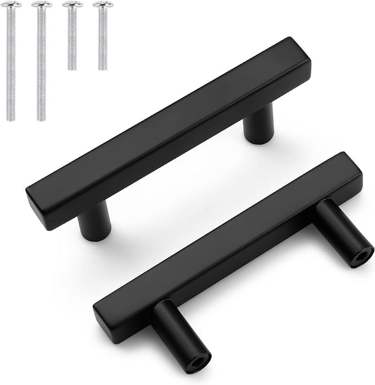Pack of 5 Black 2-1/2inch Square T Bar Cabinet Handles for Kitchen Furniture Hardware