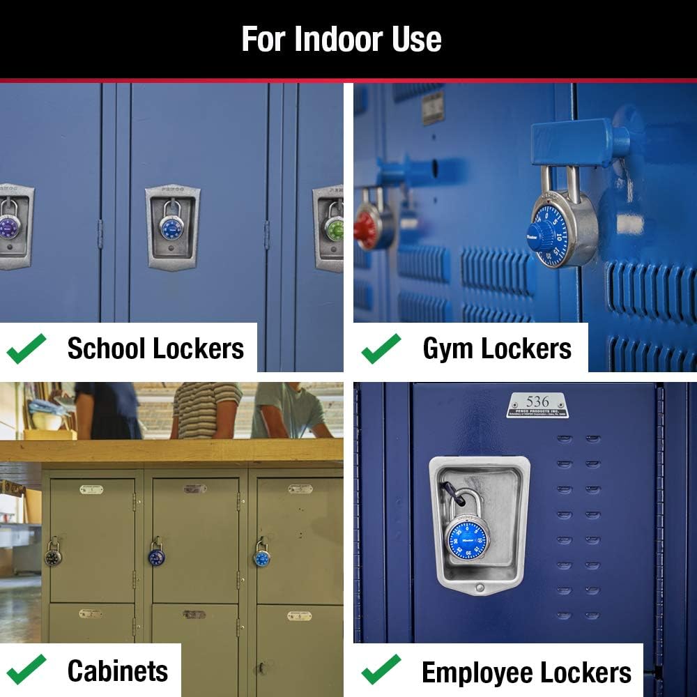 Pack of 5 Blue Master Lock 1506D Locker Combination Padlocks for Secure Storage