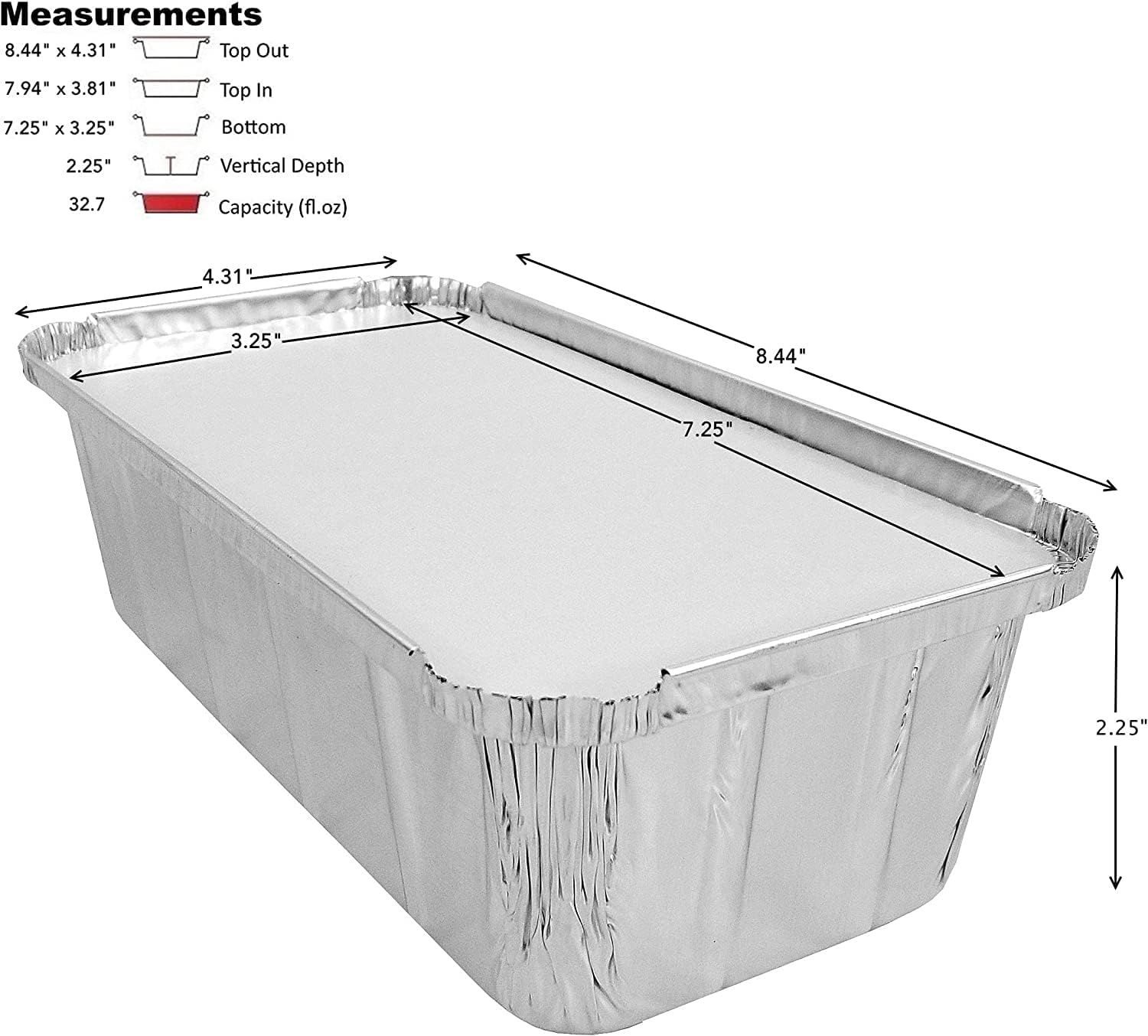 Pack of 50 D&W Fine Pack A86 2 lb. Aluminum Foil Loaf/Bread Pan Tins with Foil Board Lids