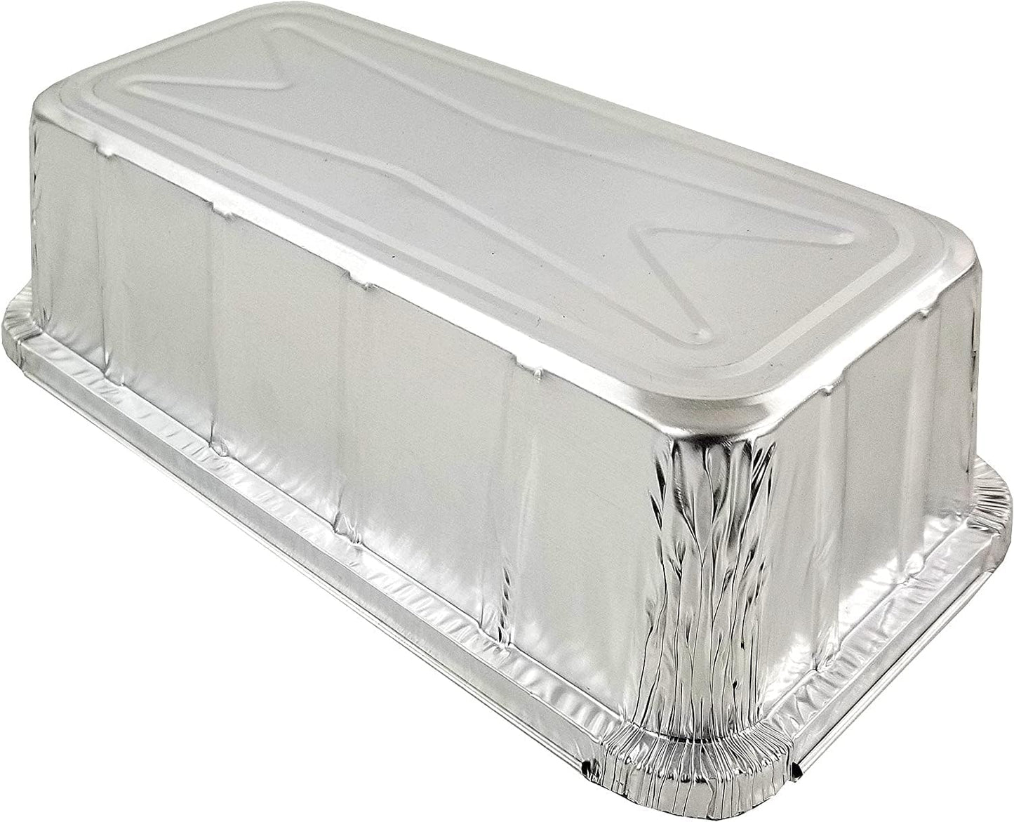 Pack of 50 D&W Fine Pack A86 2 lb. Aluminum Foil Loaf/Bread Pan Tins with Foil Board Lids