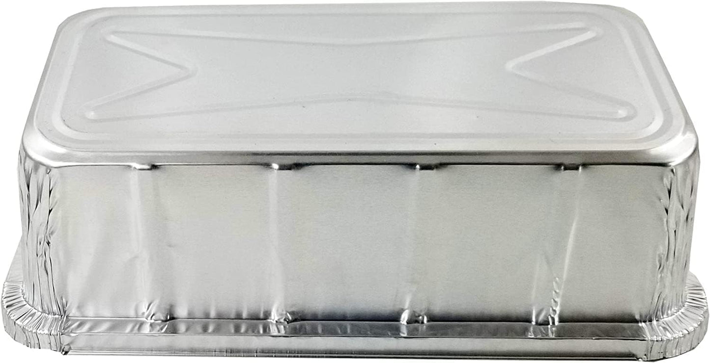 Pack of 50 D&W Fine Pack A86 2 lb. Aluminum Foil Loaf/Bread Pan Tins with Foil Board Lids