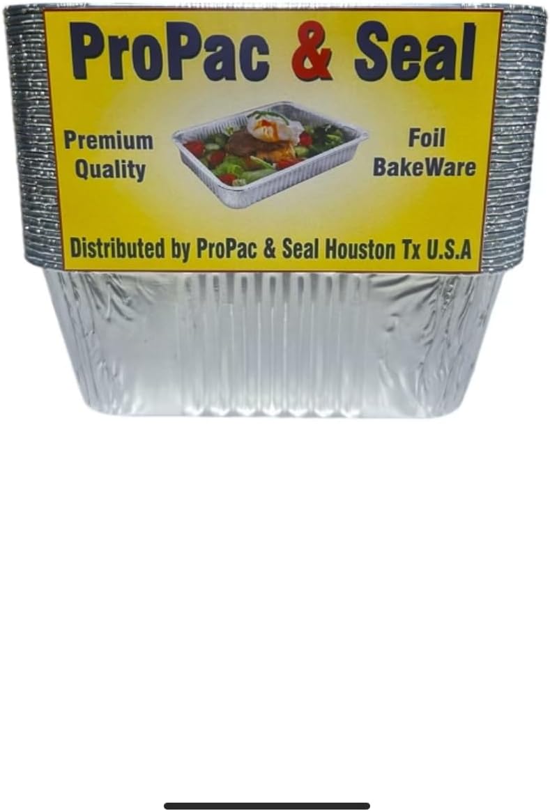 Pack of 50 ProPac & Seal Mini Aluminum Disposable Rectangle Loaf Pans - 1 lb. Ideal for Baking, Serving, Roasting, and More - Made in USA