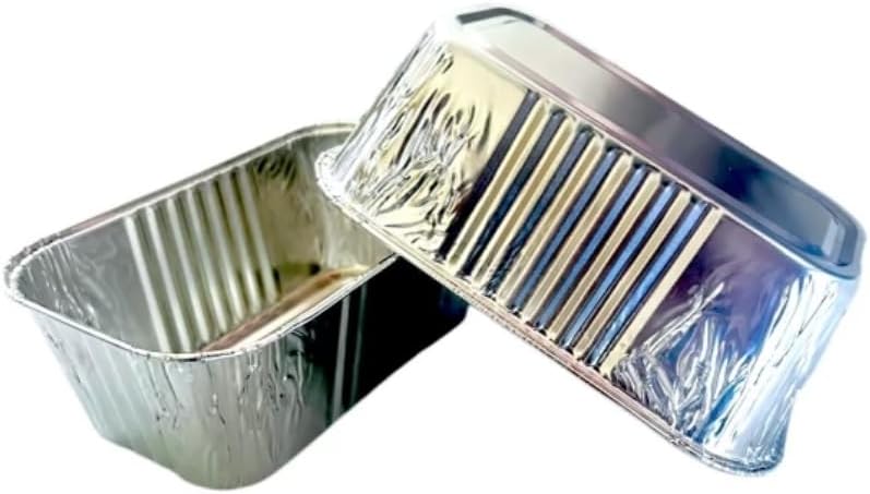 Pack of 50 ProPac & Seal Mini Aluminum Disposable Rectangle Loaf Pans - 1 lb. Ideal for Baking, Serving, Roasting, and More - Made in USA