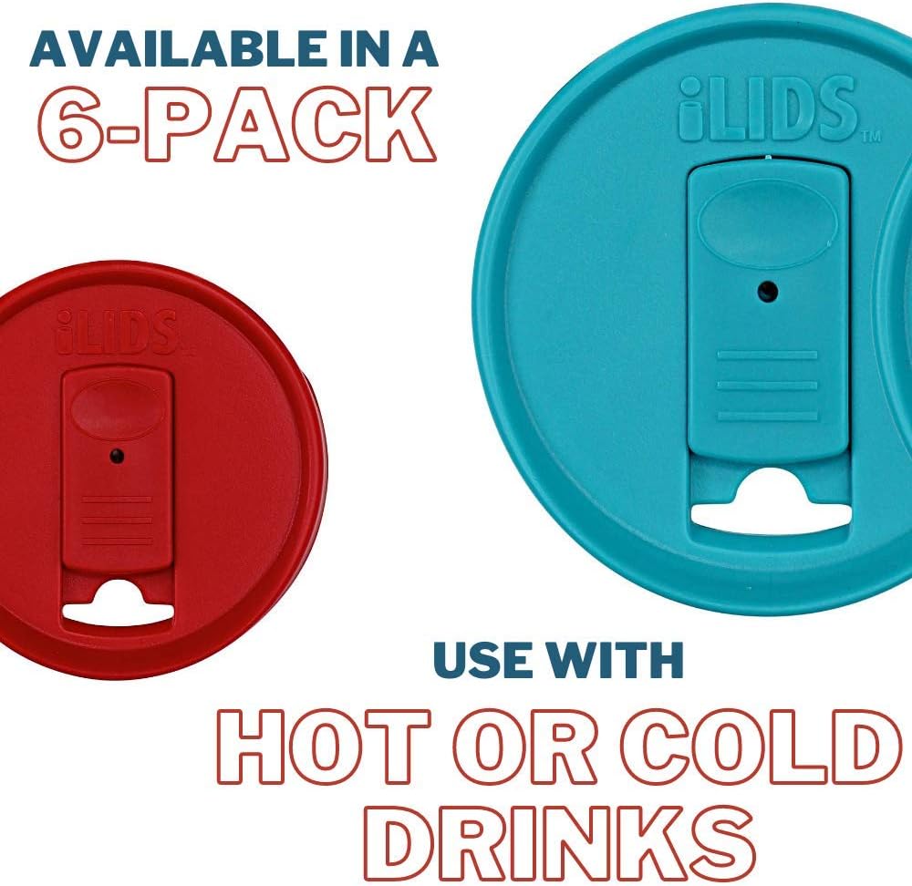 Pack of 6 iLIDS Regular Mouth Mason Jar Drink Lids in Classic Colors