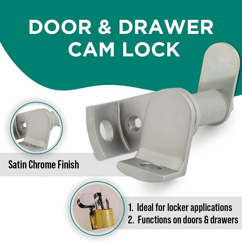 Padlockable Cam Locks for Doors & Drawers | DCP Series Satin Chrome Cabinet Locks by Olympus Lock - WildKart