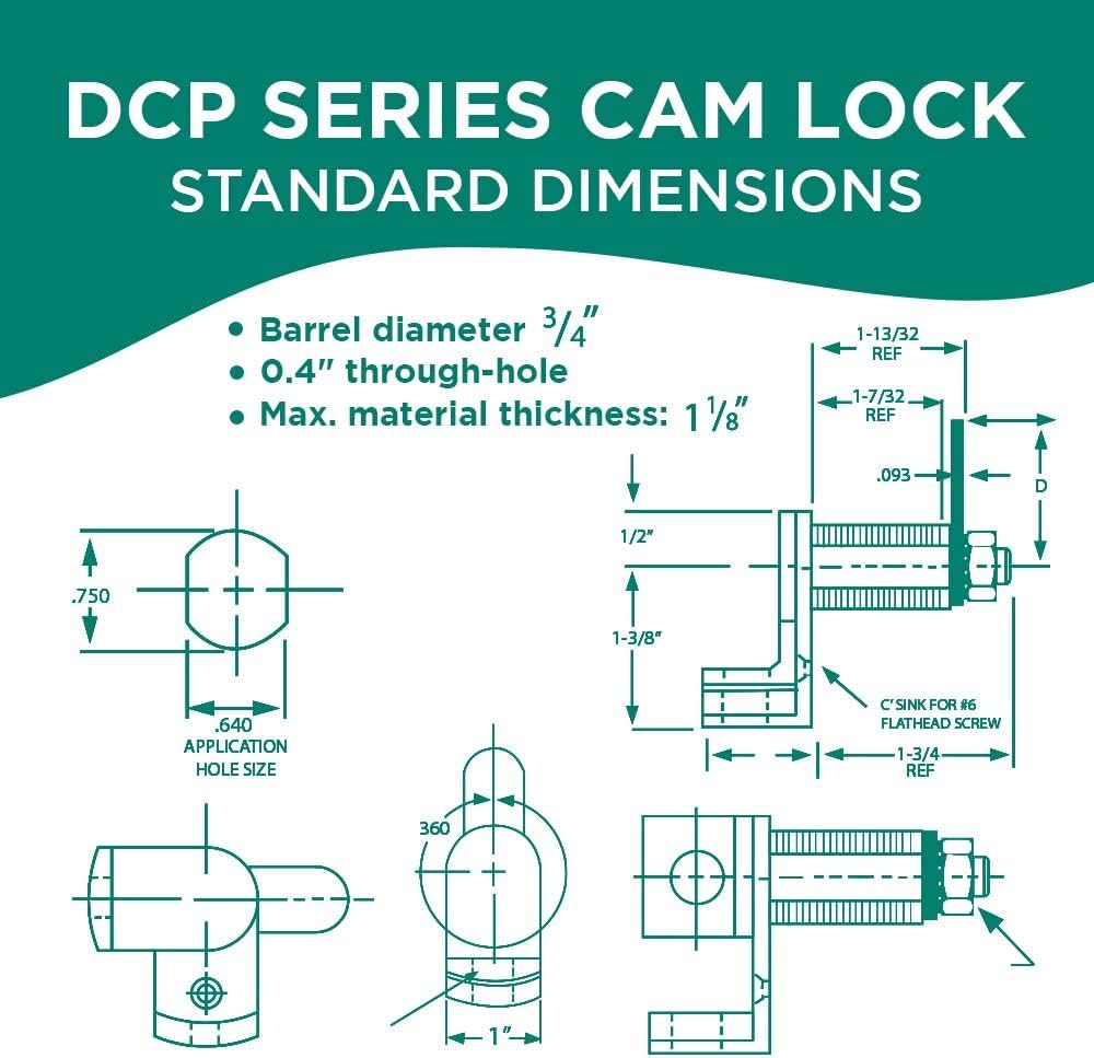 Padlockable Cam Locks for Doors & Drawers | DCP Series Satin Chrome Cabinet Locks by Olympus Lock - WildKart