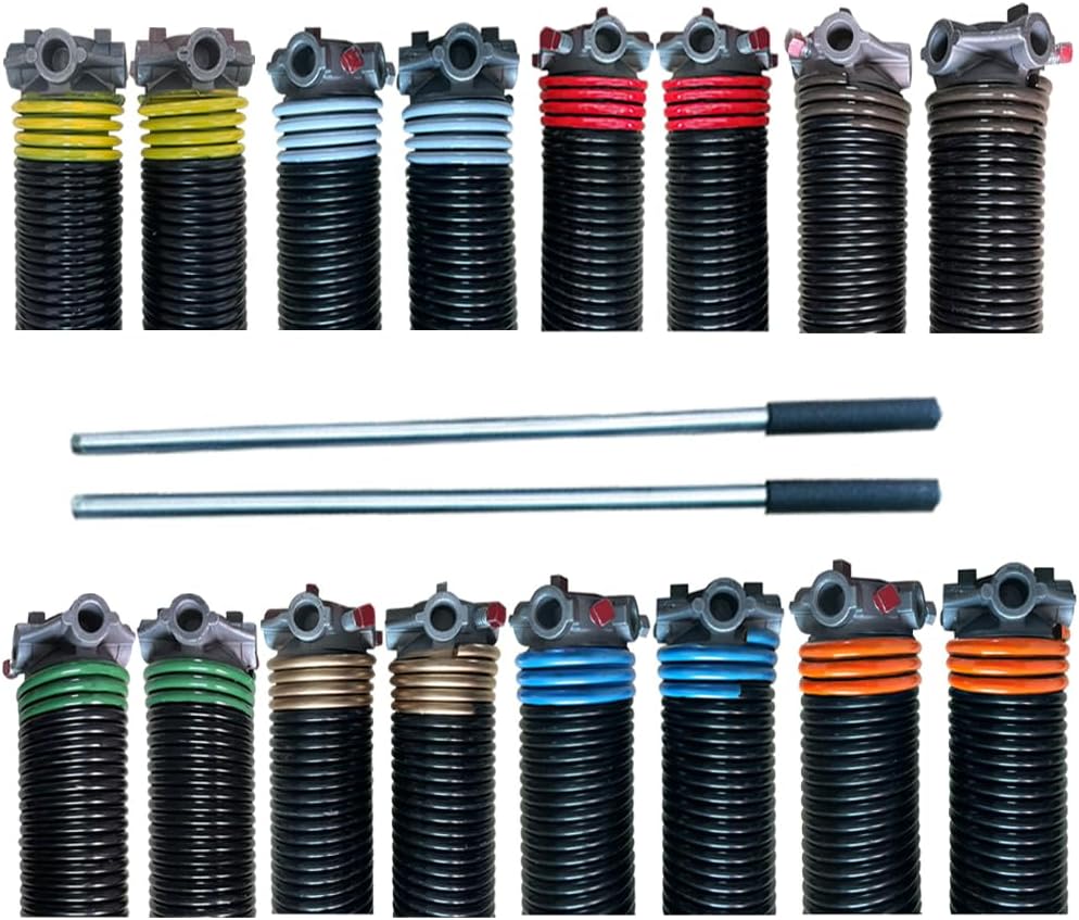 Pair of 2" Garage Door Torsion Springs with Non-Slip Winding Bars - Quality Precision Black Coated - 18,000 Cycles - .225 x 2 x 27