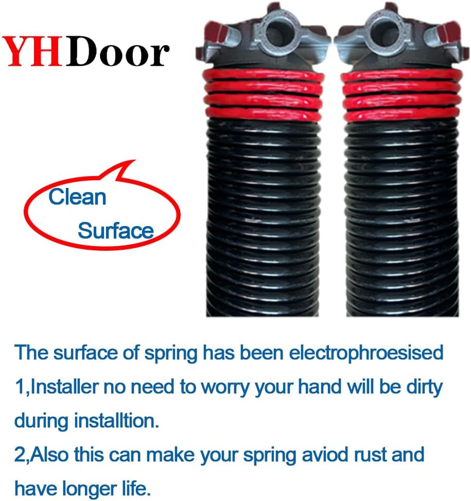 Pair of 2" Garage Door Torsion Springs with Non-Slip Winding Bars - Quality Precision Black Coated - 18,000 Cycles - .225 x 2 x 27