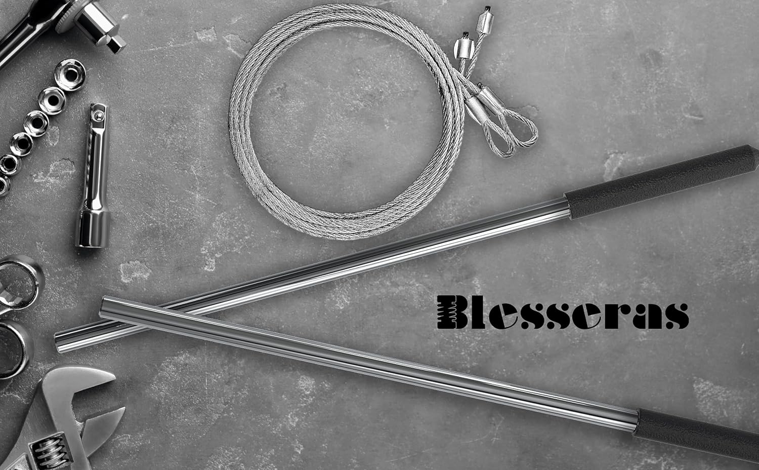 Pair of Blesseras 1/2'' x 17.2'' Garage Door Torsion Spring Winding Bars with Non-Slip Handle
