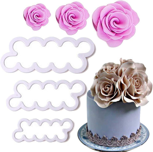 Palksky Cake Decorating Gumpaste Flowers Rose Cutter Set - Easy to Use Pack of 3