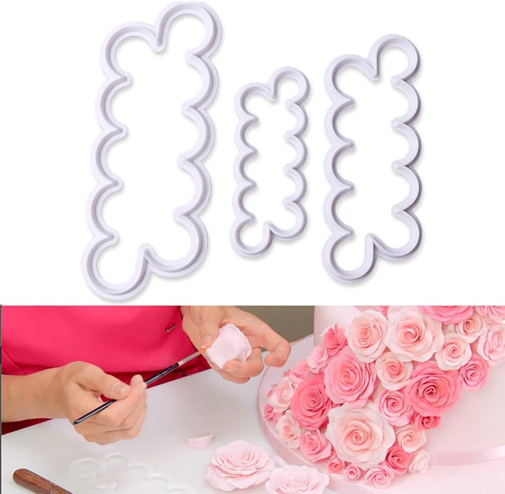 Palksky Cake Decorating Gumpaste Flowers Rose Cutter Set - Easy to Use Pack of 3