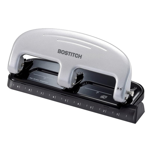 PaperPro Bostitch Office EZ Squeeze 3-Hole Punch - 20 Sheet Capacity, Easy Punching, Jam-Free Technology - Silver