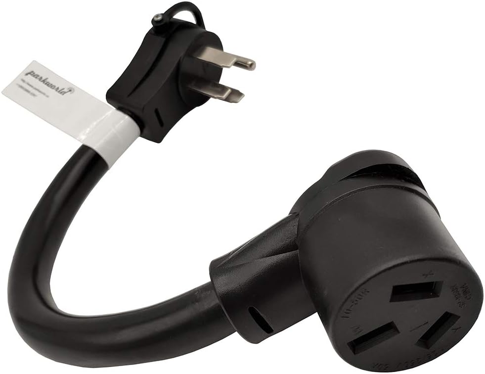 Parkworld 61438 50A RV to Stove Adapter Cord - NEMA 14-50P to 10-50R Female Plug, 250V, 6 AWG, 1.5FT Length