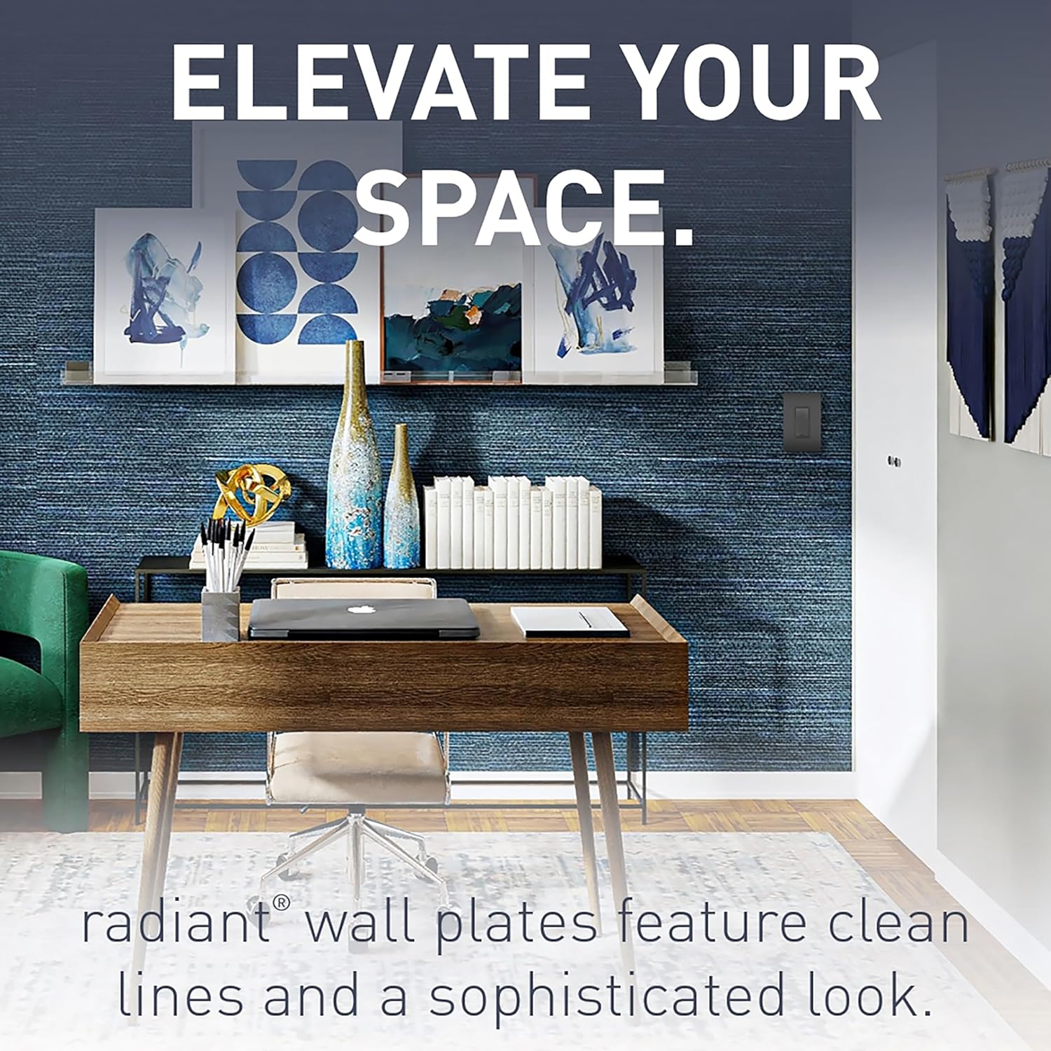 Pass & Seymour Legrand radiant RWP26BKCC6 Black Screwless Wall Plate for 1 Gang with Decorator Rocker GFCI Cover