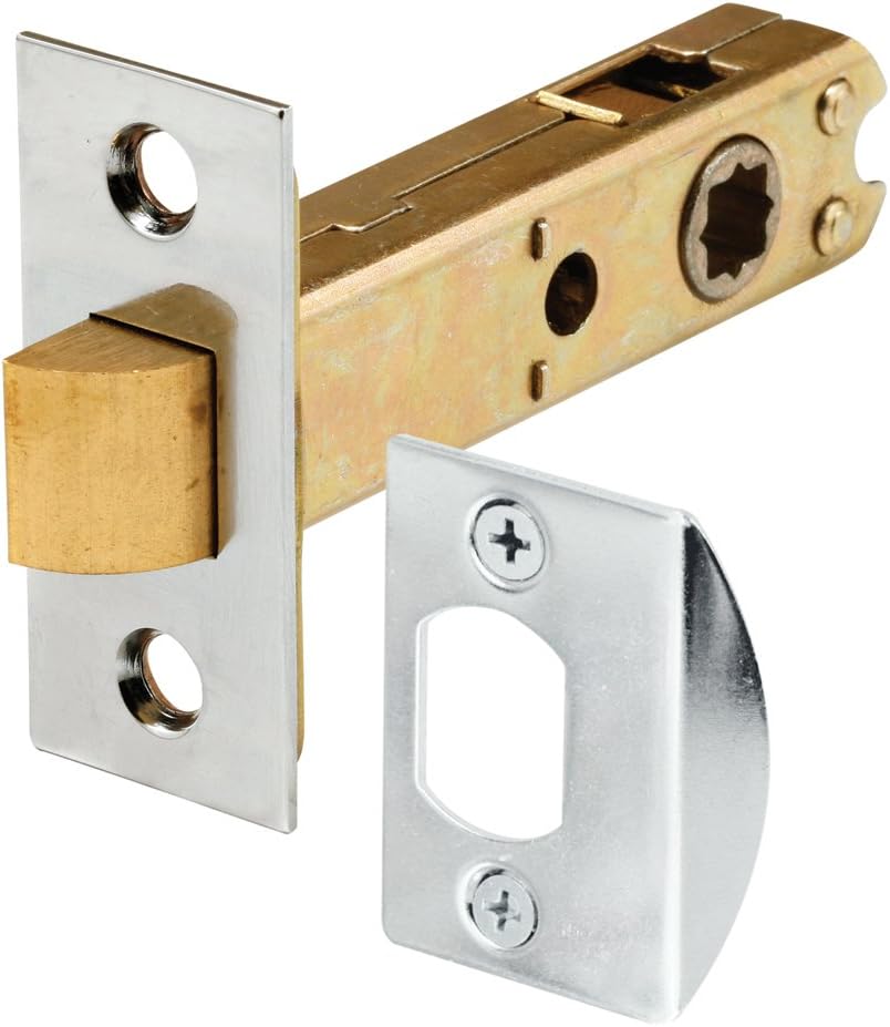 Passage Door Latch E 2440 with 9/32 In. and 1/4 In. Square Drive, Steel, Chrome Finish - Single Pack