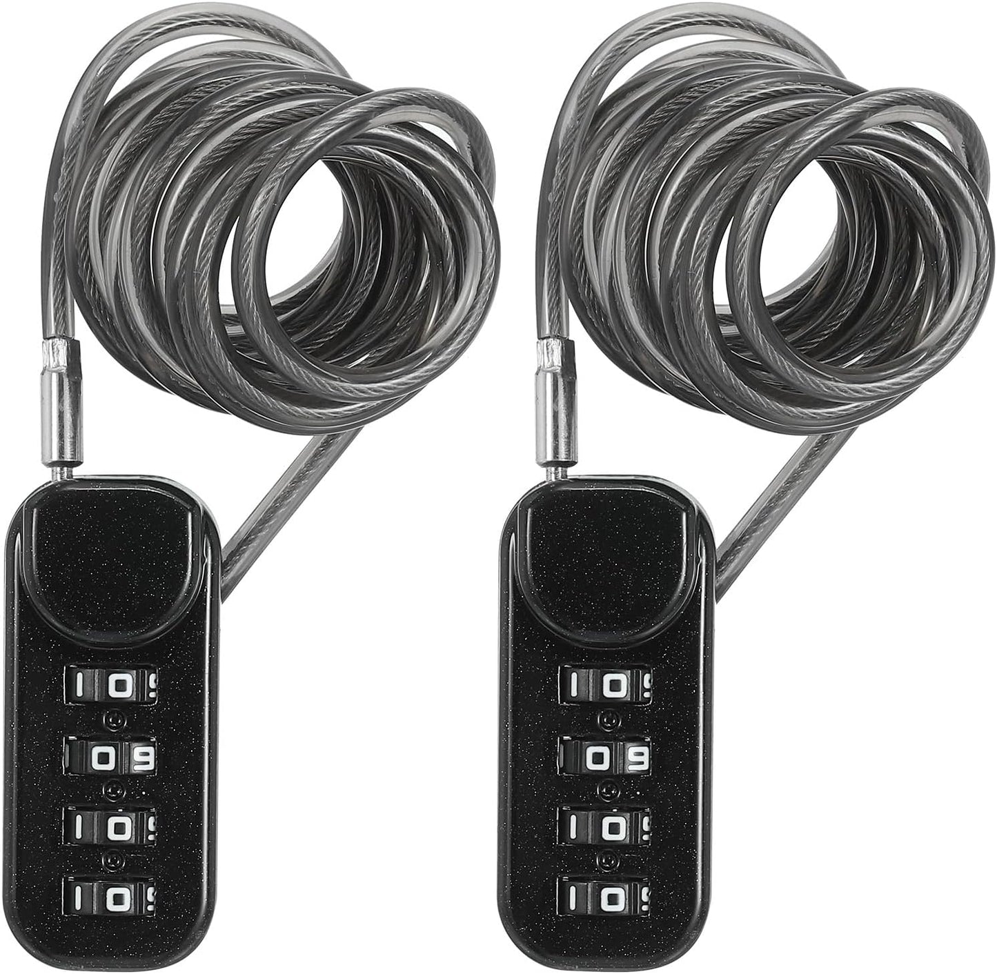 PATIKIL 2 Pack 4 Digit Combination Lock, Helmet Padlock Cable Lock Gym Locker Lock with 3.94Ft Flexible Security Steel Lock Wire for Bike Locker Travel Luggage, Black