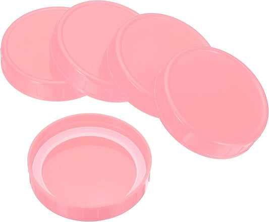 PATIKIL 86mm Wide Mouth Plastic Mason Jar Lids - 8 Pack Canning Jar Caps with Silicone Seal - Pink Color - Kitchen Storage Solution