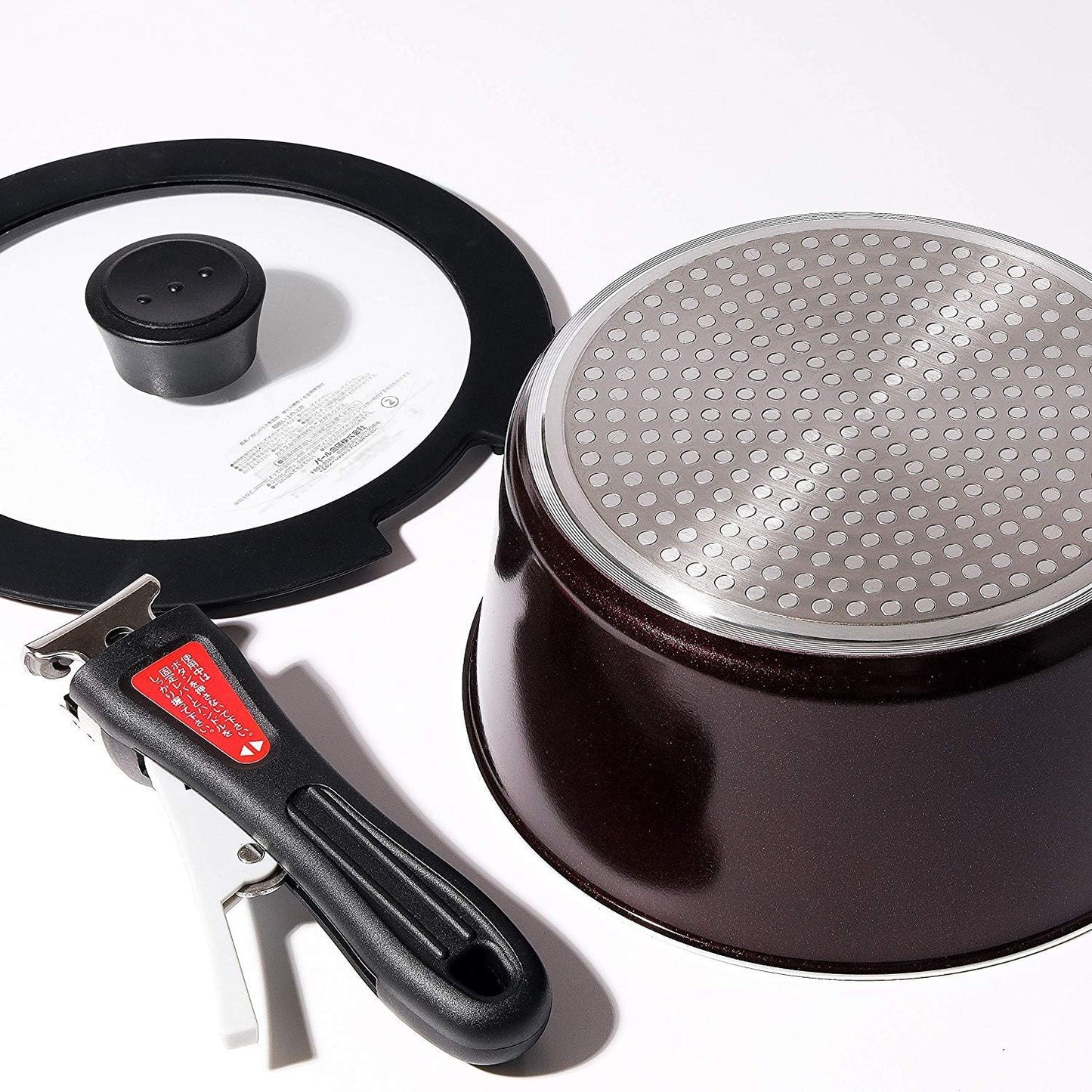 Pearl Metal HB-3497 5-Piece Frying Pan & Pot Set, Induction Compatible, Brown Diamond Coat, Removable Handle