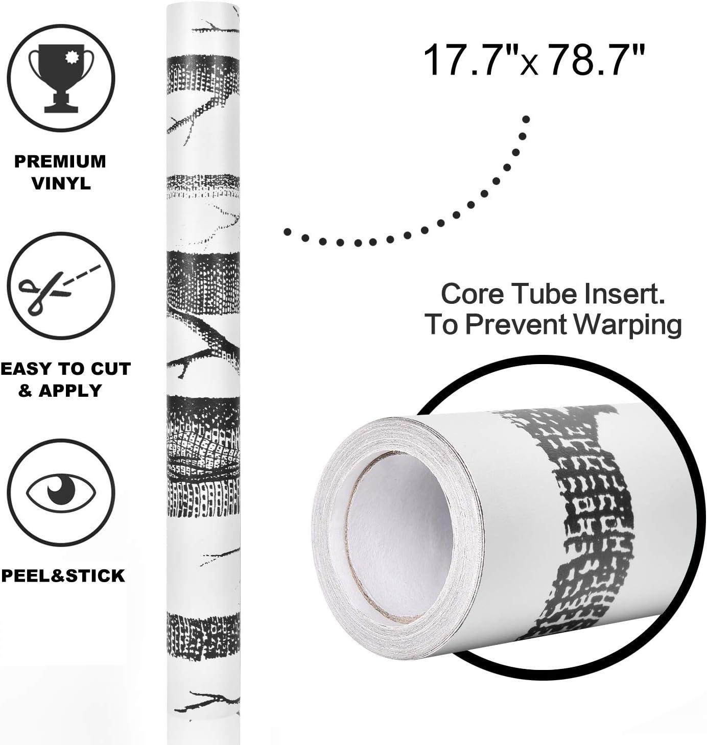 Peel and Stick Birch Tree Wallpaper - Black Trunk, Self Adhesive, Waterproof, Removable - Ideal for Bedroom, Living Room, Shelf Décor - 17.71" x 78.7