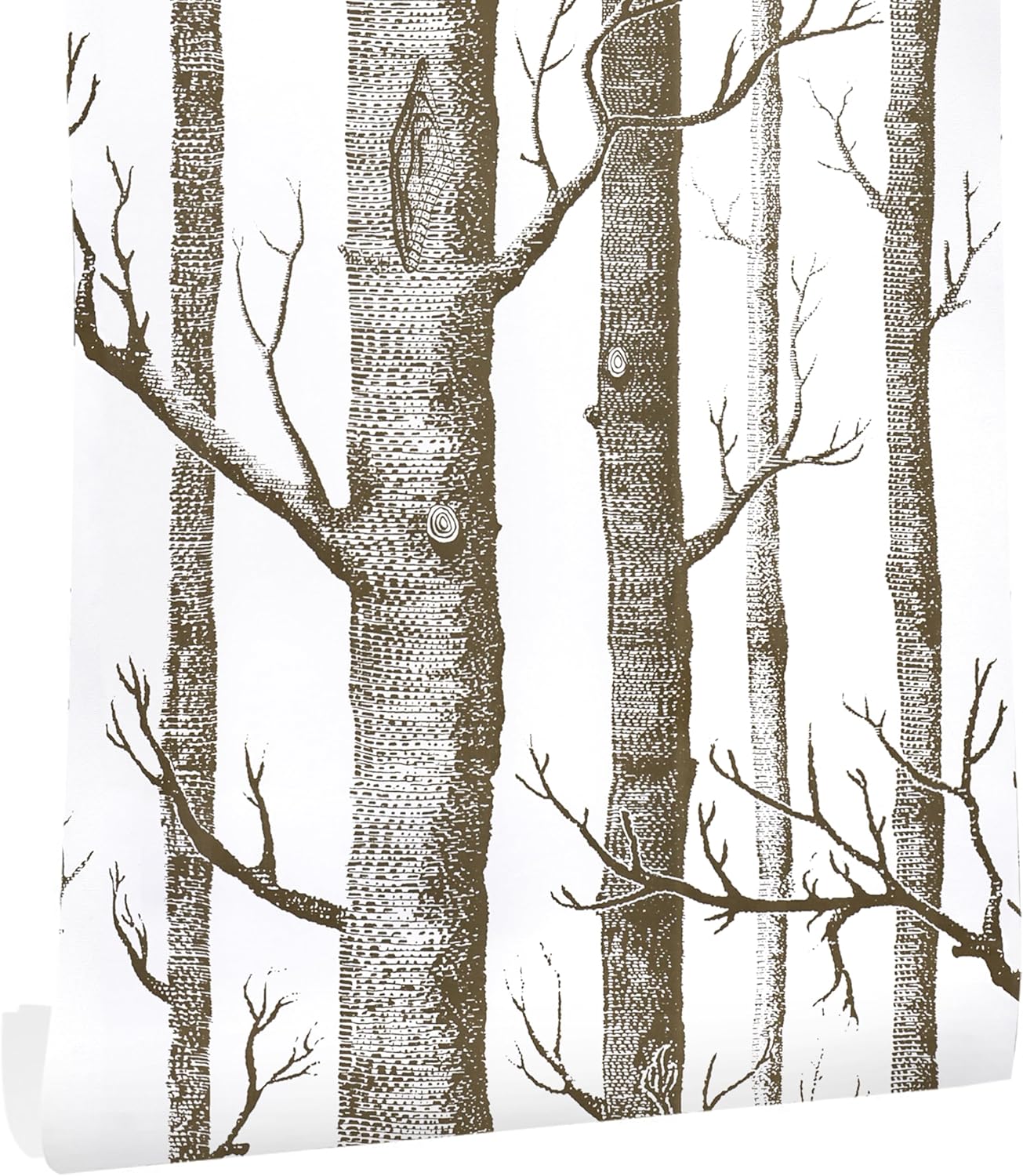 Peel and Stick Birch Tree Wallpaper - White/Brown - 17.7" X 197" - Bedroom/Bathroom/Cabinets - Self Adhesive - Removable Vinyl - Renter Friendly