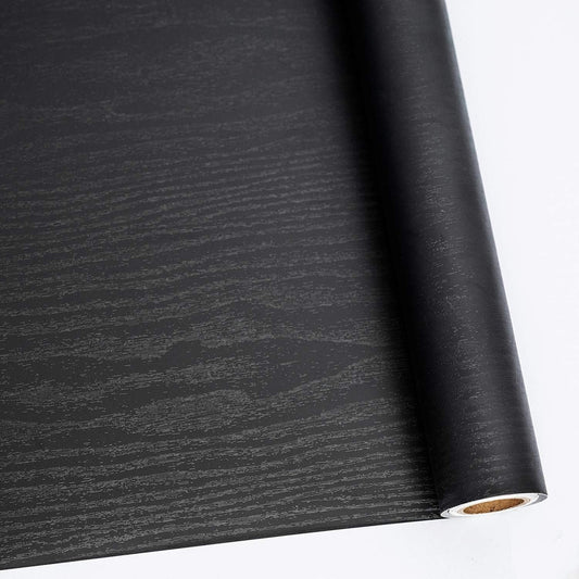 Peel and Stick Black Wood Wallpaper Contact Paper - Self-Adhesive Film for Easy Cleaning, Thick Upgrade, Reduced Bubbles - 35.6" X 196