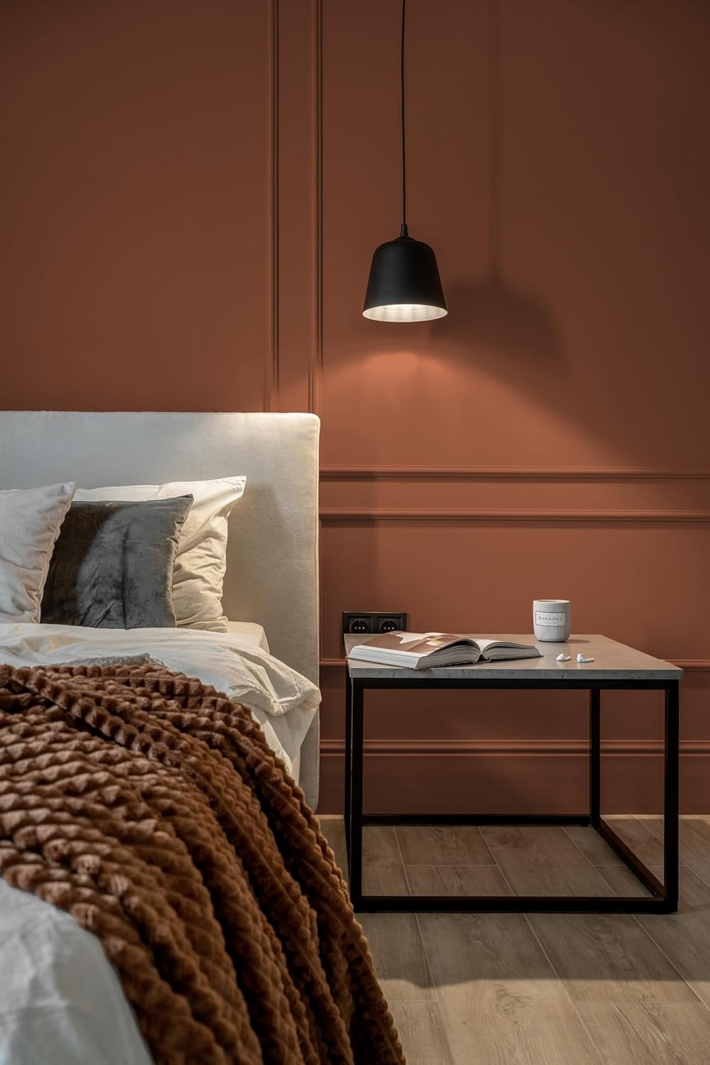 Peel and Stick Dark Orange Wallpaper Contact Paper for Walls and Cabinets - Removable Adhesive Vinyl Rolls for Bedroom Decor - 118"x17.7