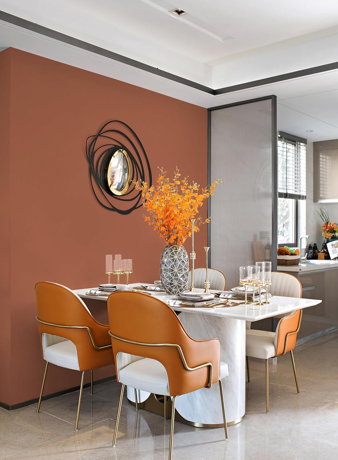 Peel and Stick Dark Orange Wallpaper Contact Paper for Walls and Cabinets - Removable Adhesive Vinyl Rolls for Bedroom Decor - 118"x17.7