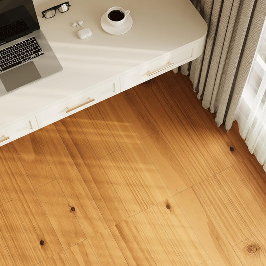 Peel and Stick Vinyl Floor Tiles 12-Pack, Aspen Yellow, 18 Sq. Ft - 36 x 6 inch Luxury Self Adhesive Waterproof Planks for Kitchen, Living Room, Shops, RV - DIY Wood Look Flooring