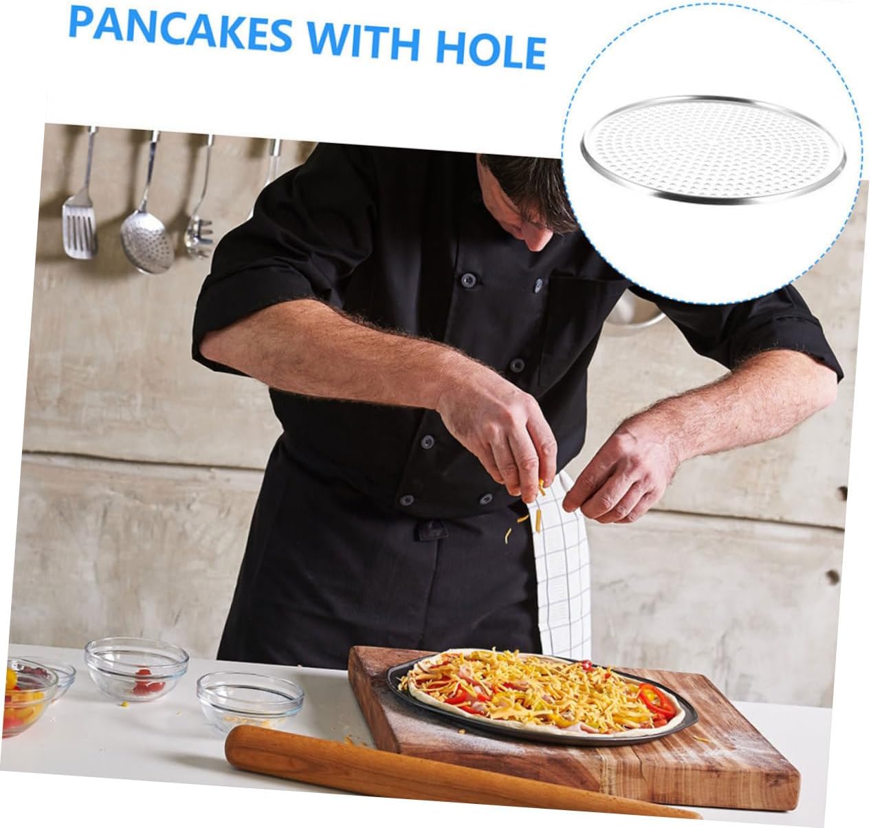 Perforated Aluminum Pizza Pan Mesh Net Baking Tray Oven Pizza Server Platter