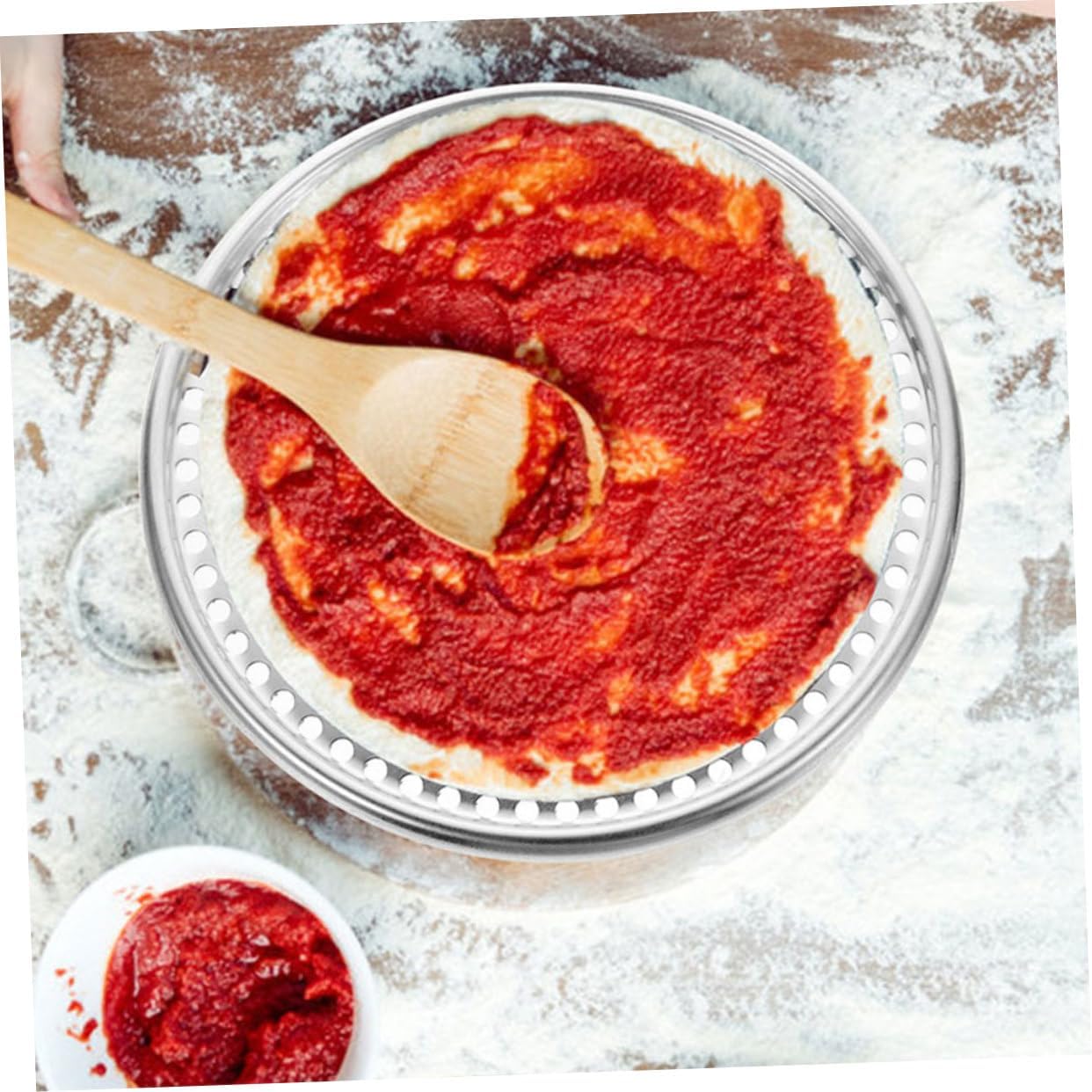 Perforated Aluminum Pizza Pan Mesh Net Baking Tray Oven Pizza Server Platter