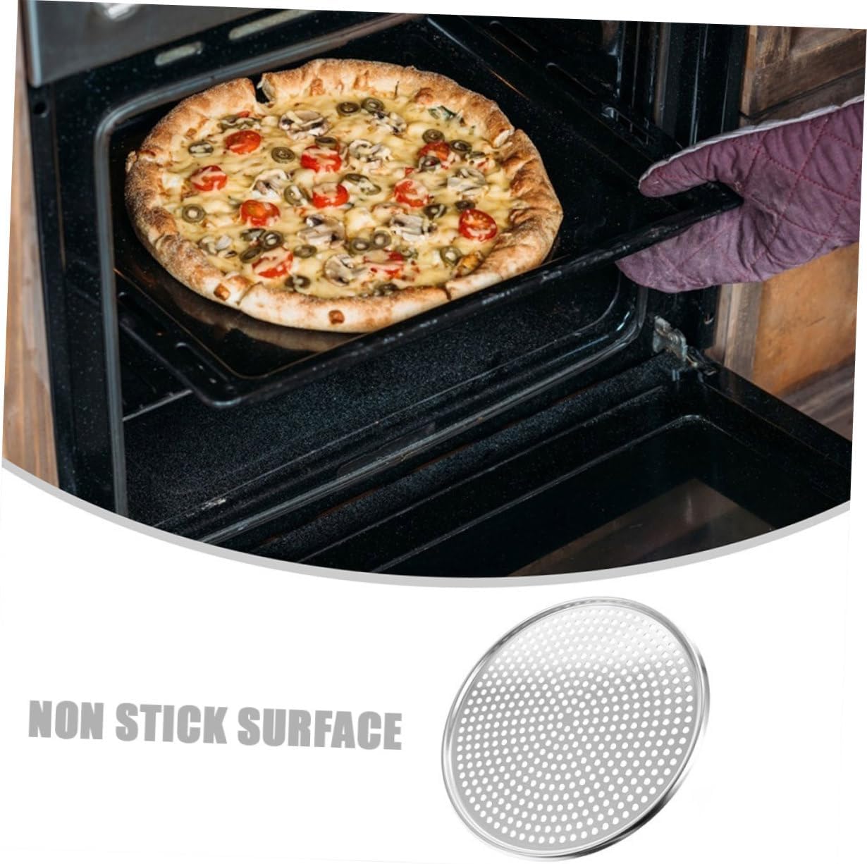 Perforated Aluminum Pizza Pan Mesh Net Baking Tray Oven Pizza Server Platter