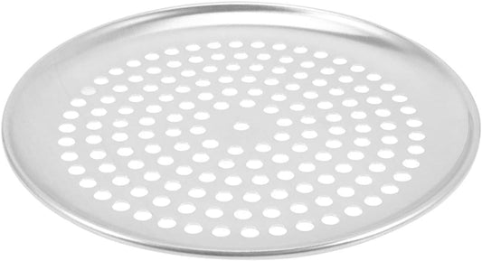 Perforated Pizza Pan for Toaster Oven - Round Crisper Tray for Pizza Making - Aluminum Alloy Pie Baking Pan in Silver Color