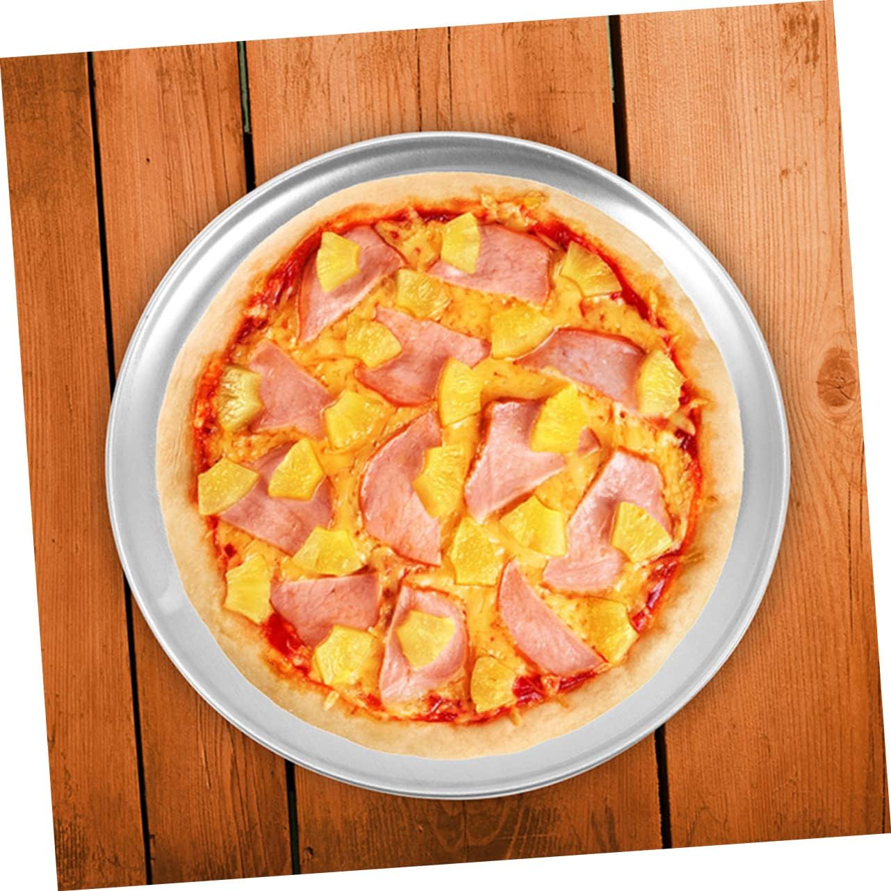 Perforated Pizza Pan for Toaster Oven - Round Crisper Tray for Pizza Making - Aluminum Alloy Pie Baking Pan in Silver Color