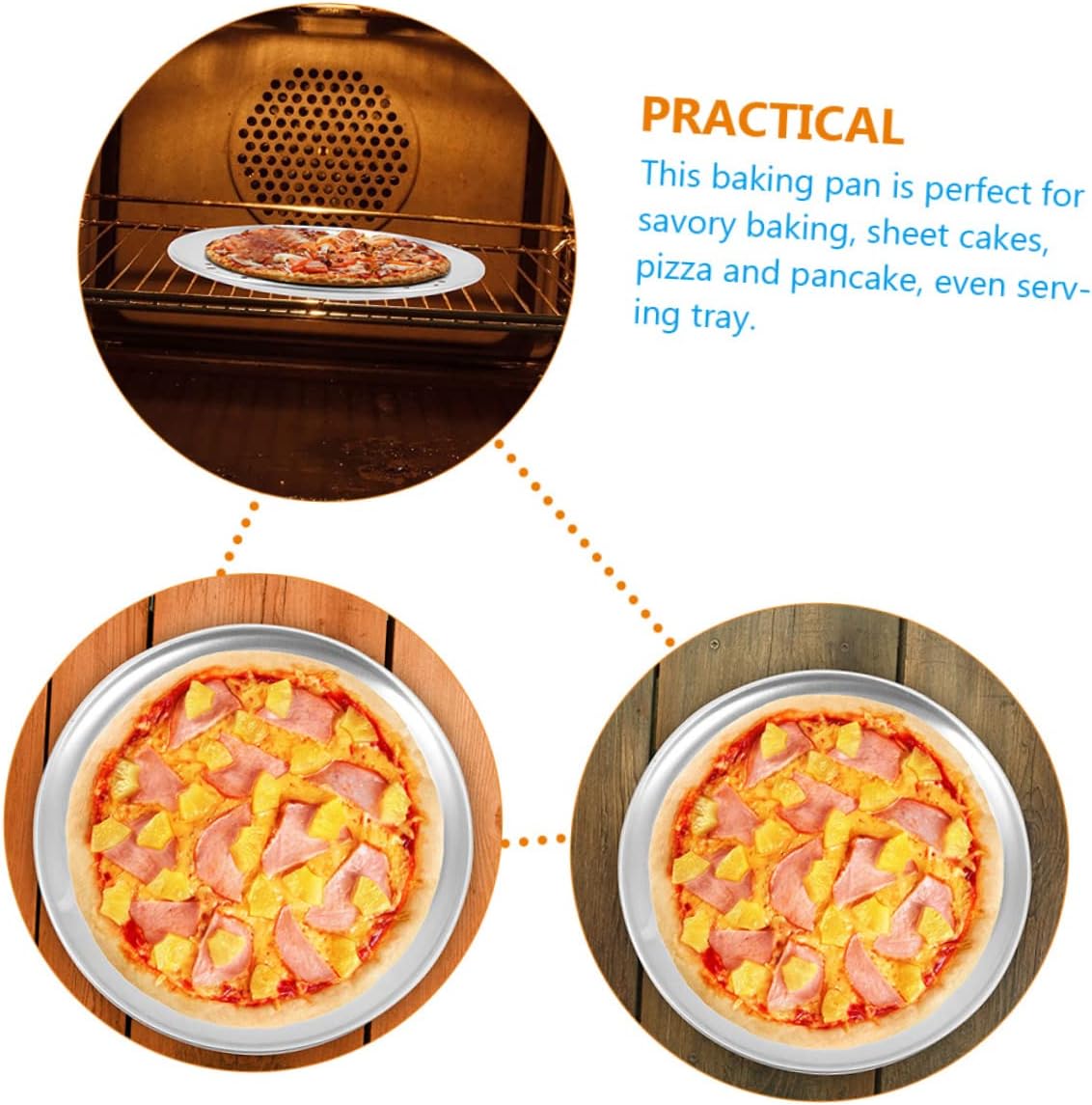 Perforated Pizza Pan for Toaster Oven - Round Crisper Tray for Pizza Making - Aluminum Alloy Pie Baking Pan in Silver Color