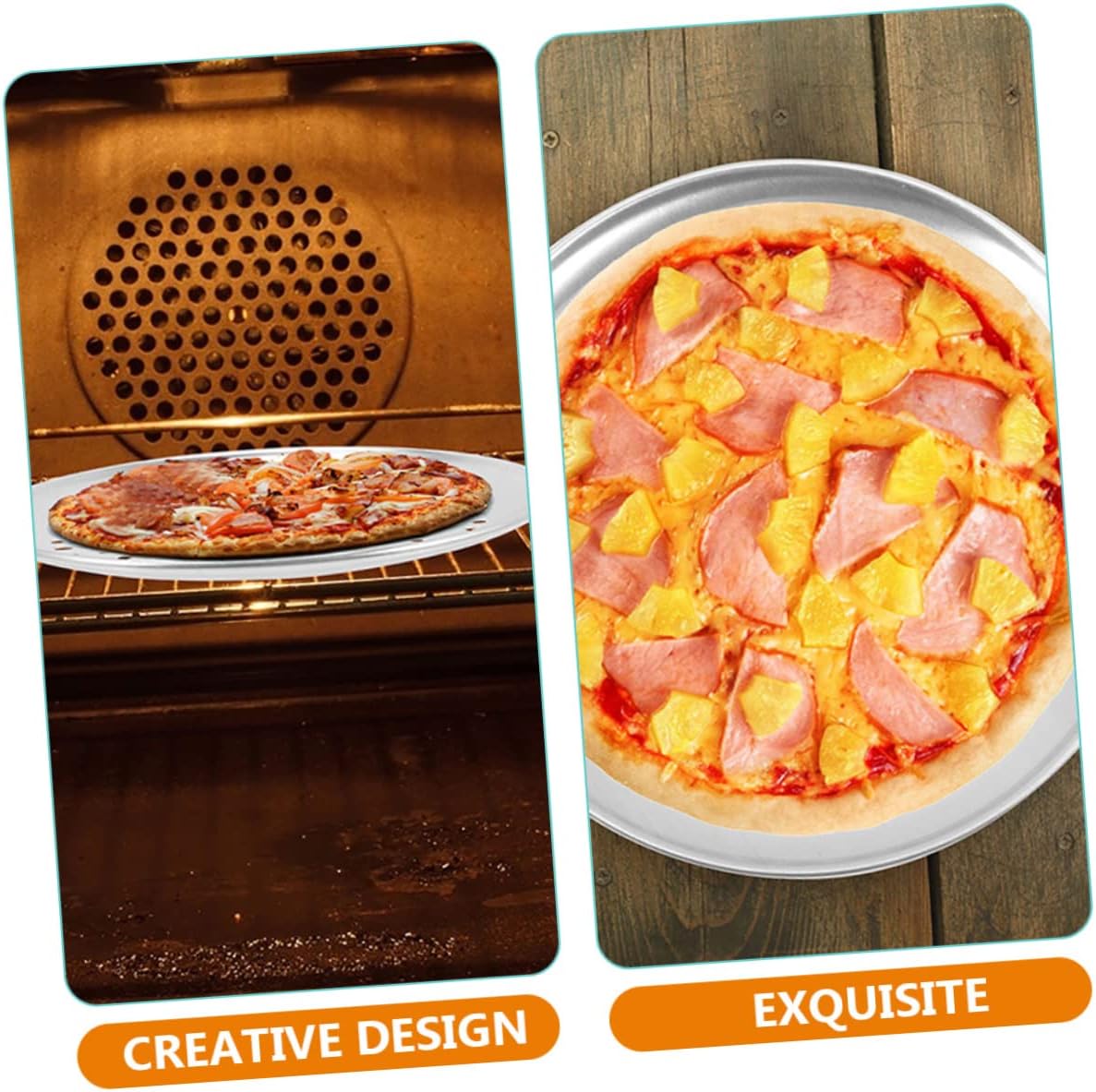 Perforated Pizza Pan for Toaster Oven - Round Crisper Tray for Pizza Making - Aluminum Alloy Pie Baking Pan in Silver Color