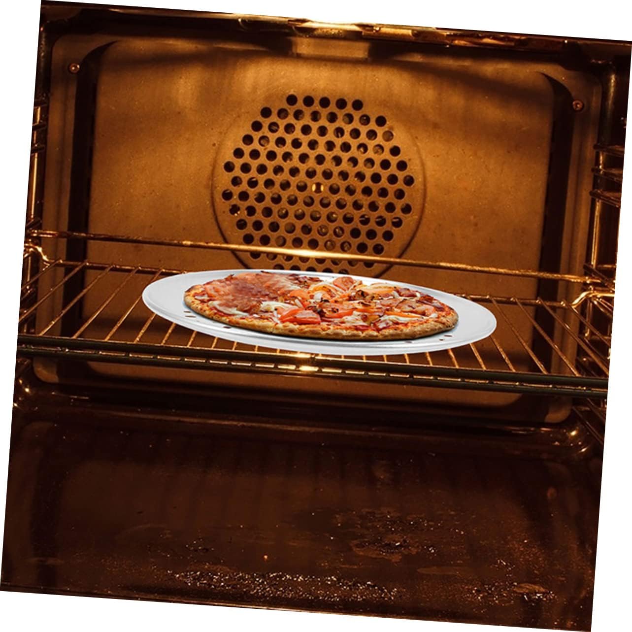 Perforated Pizza Pan for Toaster Oven - Round Crisper Tray for Pizza Making - Aluminum Alloy Pie Baking Pan in Silver Color