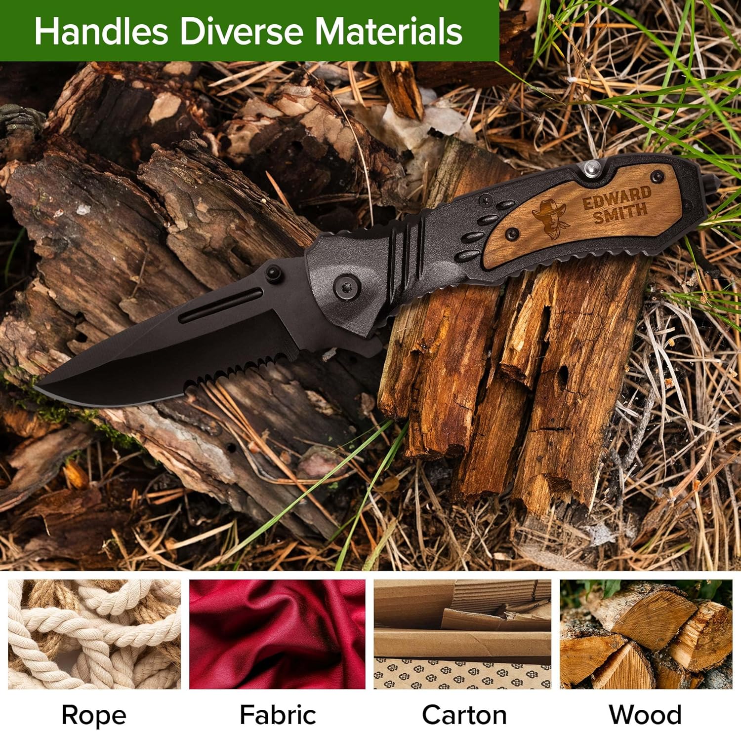 Personalized Engraved Men's Pocket Knife with Stainless Steel Blade - Ideal for Camping, Hunting, and Everyday Carry