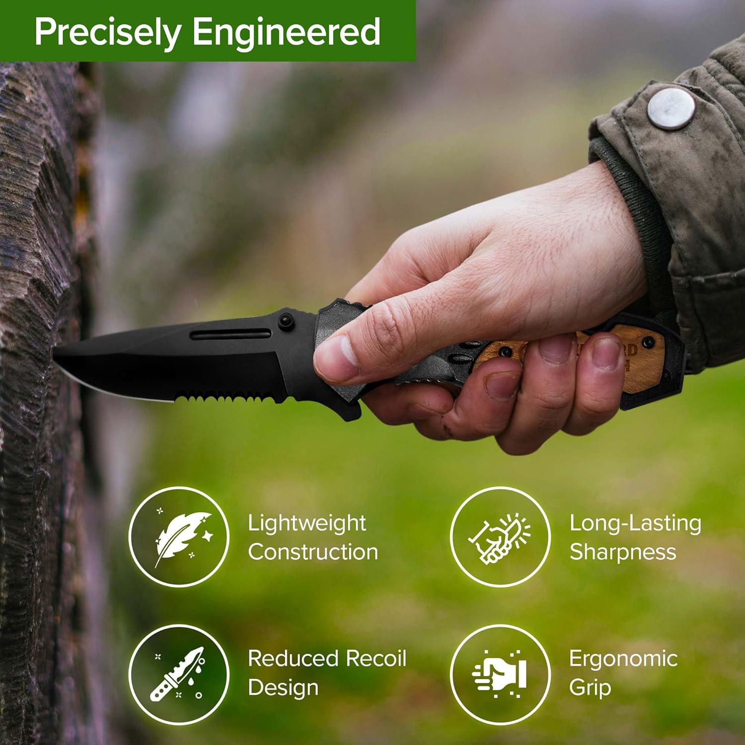 Personalized Engraved Men's Pocket Knife with Stainless Steel Blade - Ideal for Camping, Hunting, and Everyday Carry