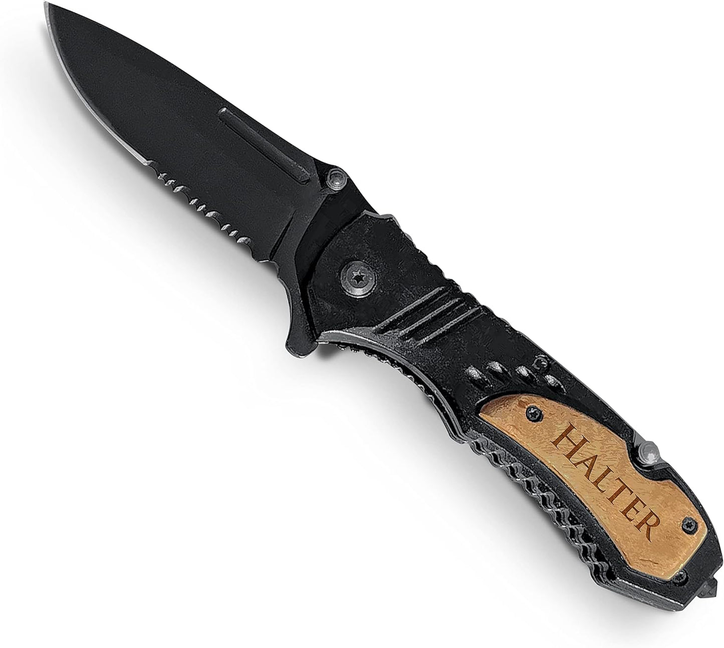 Personalized Engraved Pocket Knife for Men with Wooden Box - Custom Gift Idea