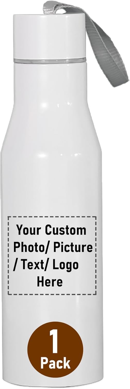 Personalized Stainless Steel Insulated Water Bottle with Custom Strap - 17 oz, Ideal Gift for Birthdays, Mother's Day, Christmas - Add Photo, Text, or Logo - Drasealand Custom Bottle